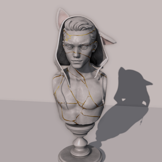 [TRAP] Cat Hood Hat WHITE