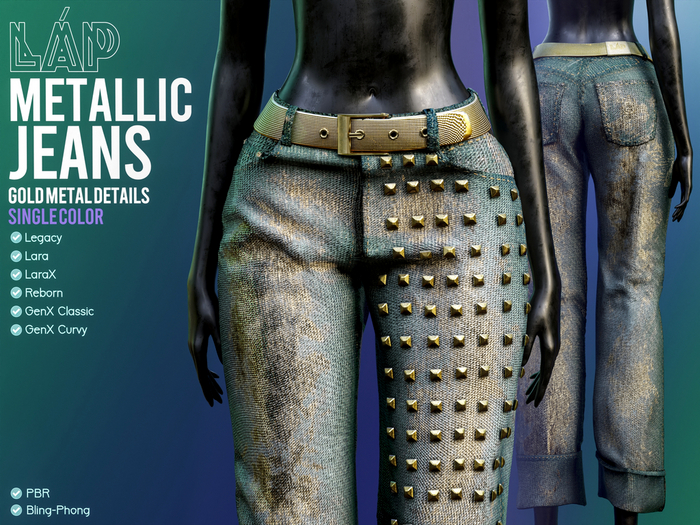 Metallic Jeans by LAP (Turquoise&Gold)