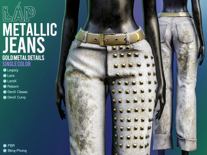 Metallic Jeans by LAP (White&Gold)