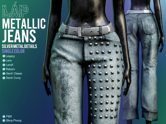 Metallic Jeans by LAP (Touquoise&Silver)