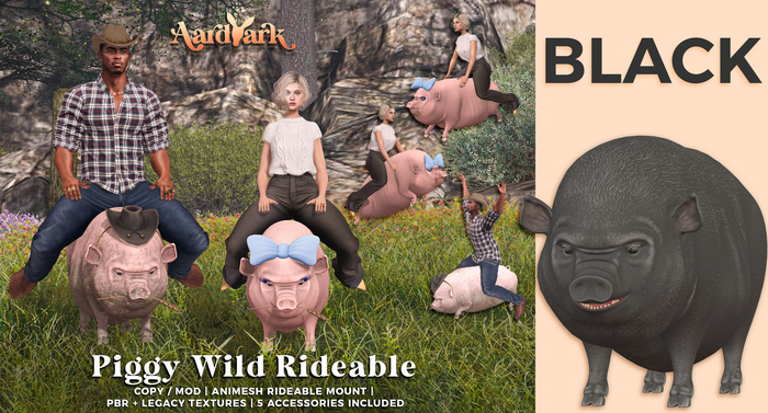 Aardvark : Piggy Wild Rideable - Black 