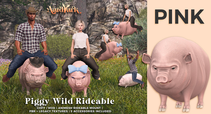 Aardvark : Piggy Wild Rideable - Pink 