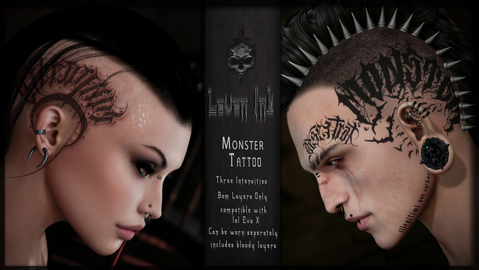 Leven Ink - Monster - Lyrid  Head Tattoo