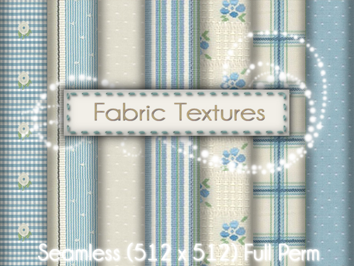 FULL PERM Blue Ivory Fabric Texture Set