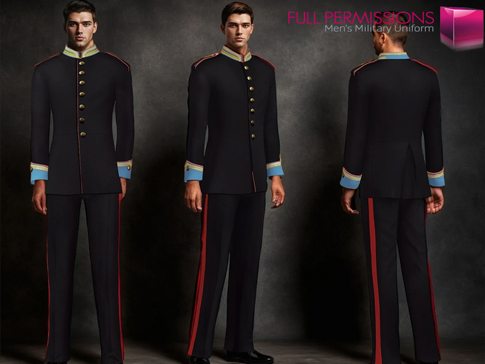 Full Perm Classic Rig Men's Ceremonial Military Uniform for Classic Avatars