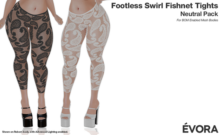 EVORA - Footless Swirl Fishnet Tights (Fatpack)