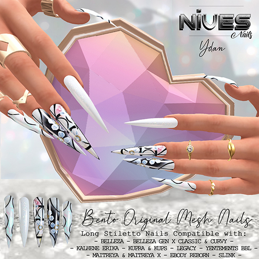 Nives: Ydan Bento Long Stiletto Mesh Nails