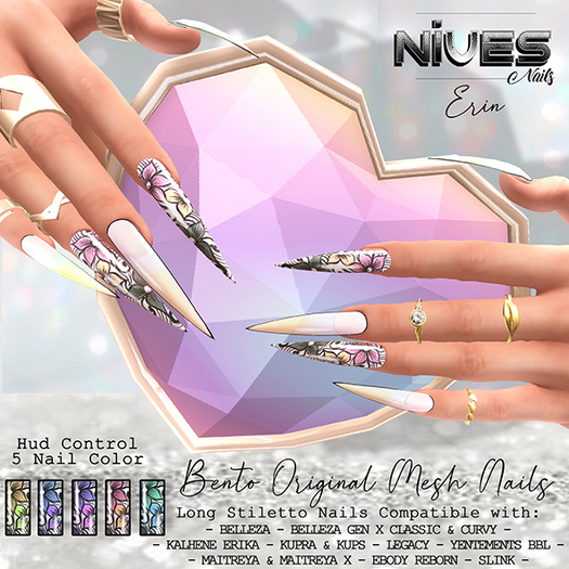 Nives: Erin Bento Long Stiletto Mesh Nails 