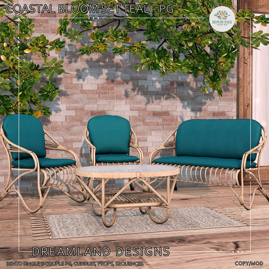 DD Coastal Bloom Rattan Set - PG Teal