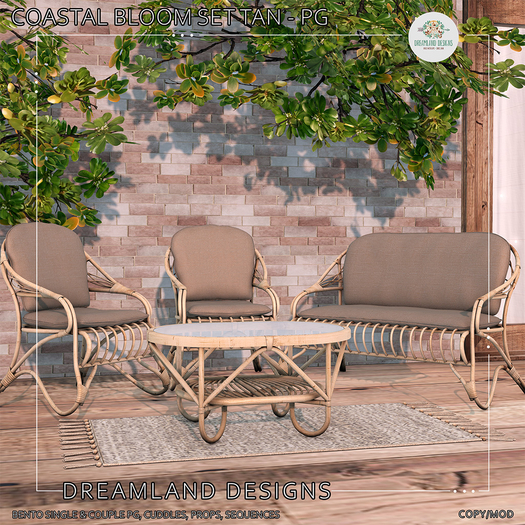 DD Coastal Bloom Rattan Set - PG Tan