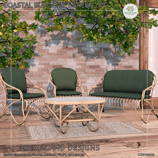 DD Coastal Bloom Rattan Set - PG Green