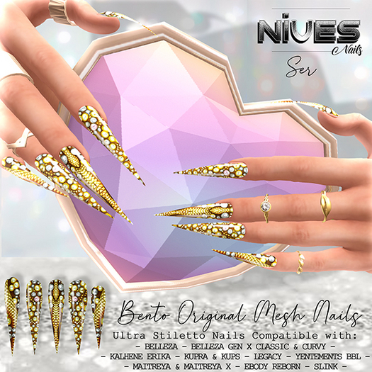 Nives: Ser  Bento Ultra Stiletto Mesh Nails
