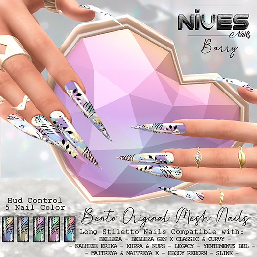 Nives: Barry Bento Long Stiletto Mesh Nails 