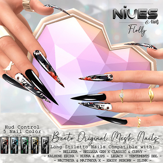 Nives: Flolly Long Stiletto Mesh Nails