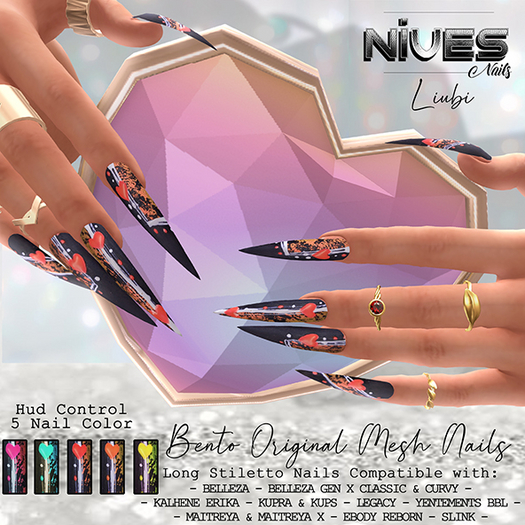 Nives: Liubi Long Stiletto Mesh Nails 