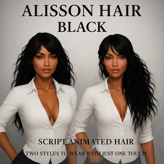 EdelStore woman hair " Alisson " black 2in1 Hair + Animation girl hair female hair long hair Zopf BRAND NEW in SL