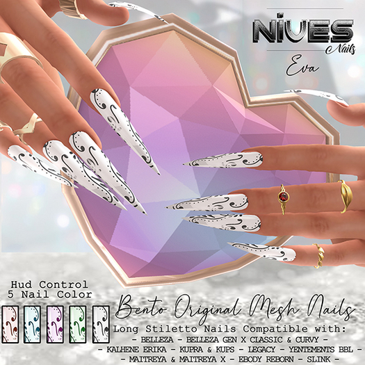 Nives: Eva Long Stiletto Mesh Nails 
