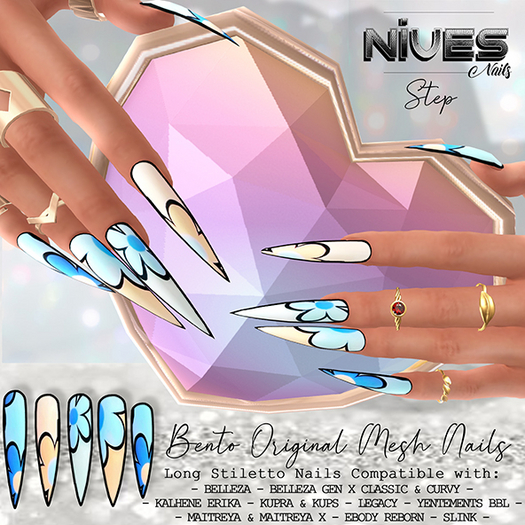 Nives: Step Long Stiletto Mesh Nails