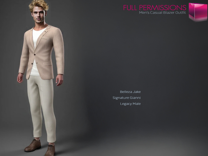 Full Perm Men's Beige Blazer Pants Shoes Casual Outfit for Belleza Jake Signature Gianni Legacy