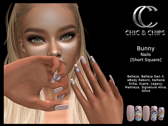 *C&C* Nails Bunny [Short Square]