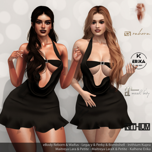 Sage Dress Black: eBody Reborn & Waifus - Maitreya LaraX & LaraX Petite - Legacy & Bombshell & Perky - Kupra - Erika