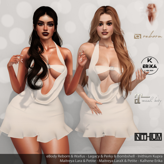 Sage Dress White: eBody Reborn & Waifus - Maitreya LaraX & LaraX Petite - Legacy & Bombshell & Perky - Kupra - Erika