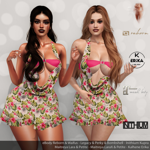 Sage Dress Floral 1: eBody Reborn & Waifus - Maitreya LaraX & LaraX Petite - Legacy & Bombshell & Perky - Kupra - Erika