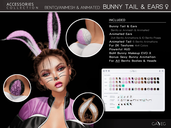 NEW !!! [GA.EG] Bento/Animesh Bunny Ears & Tail (Female)