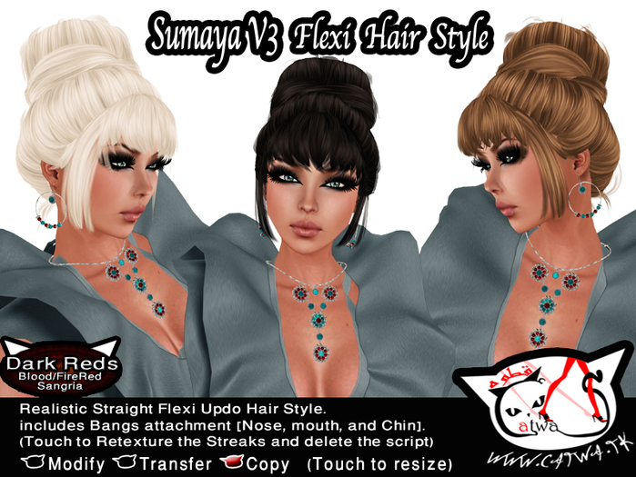 ^;^CaTwA^;^ Sumaya V3 Hair/Dark Reds