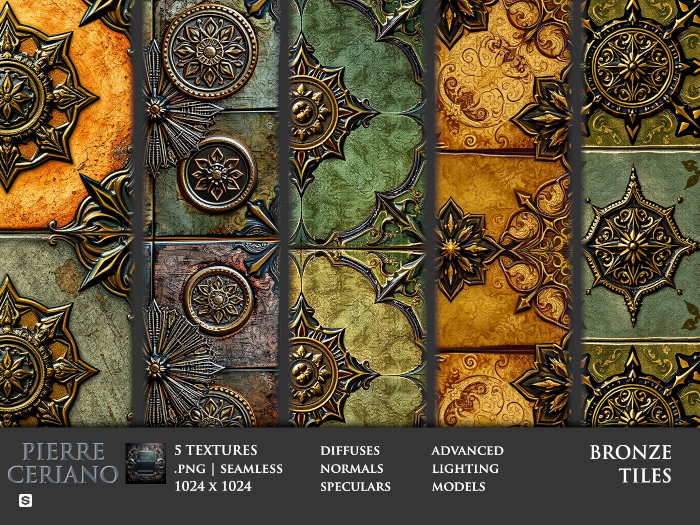 Bronze tiles - 5 FULL PERM Textures
