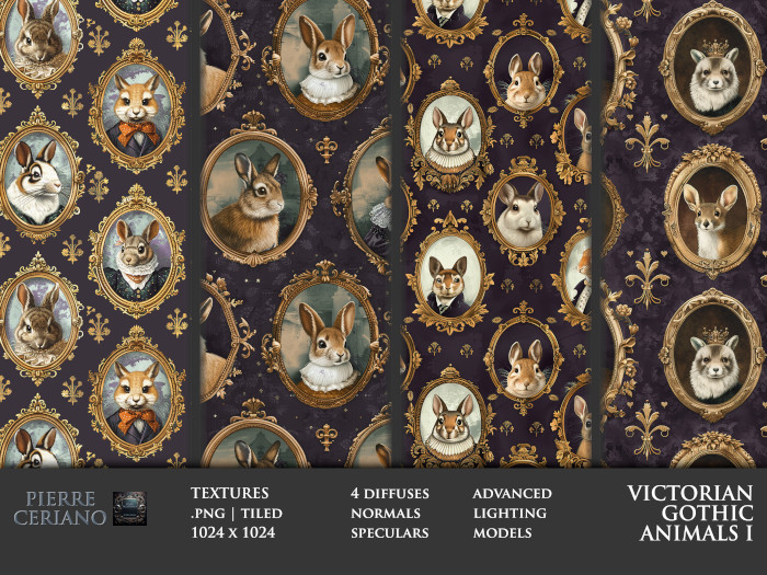 Victorian Gothic animals I - 4 FULL PERM Textures