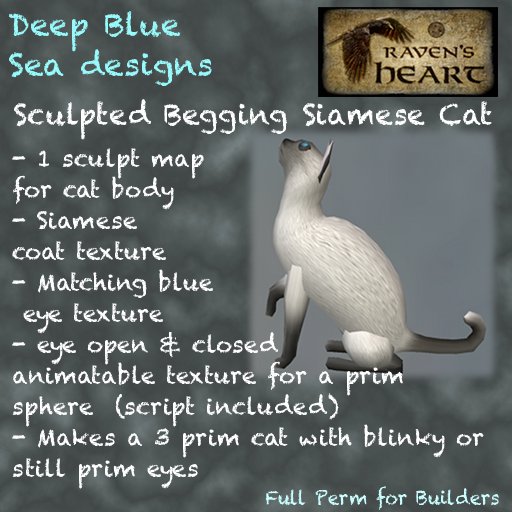 *RH* & DBS Sculpted Begging Siamese Cat (crated)