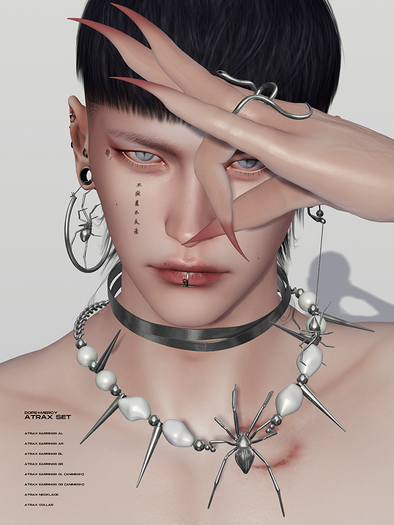 [Dope+Mercy]Atrax Earrings_Silver (ADD)