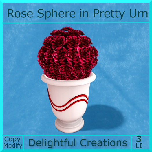 Red Rose Sphere in Pretty Urn