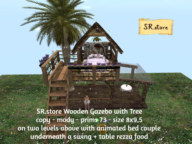 SR.store Wooden Gazebo with Tree