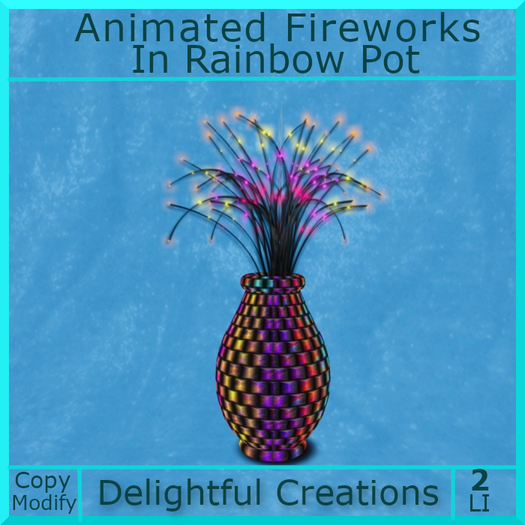 Fireworks Animated In Woven Rainbow Pot