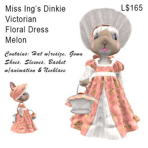 Miss Ing's Dinkie Victorian Floral Gown Melon