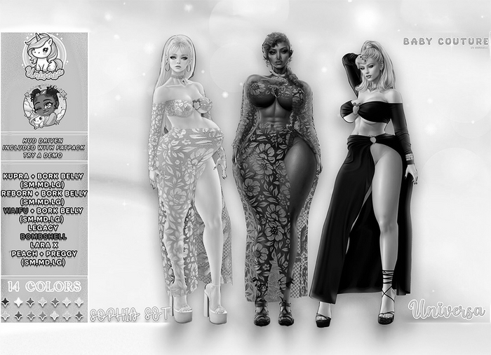 #UxBC - Sophia Set - DEMO -Kupra -LaraX -Reborn -Thickie -Peach -Legacy -Bork -Waifu -Preggy -Bombshell