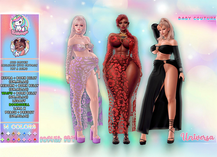 #UxBC - Sophia Set - MEGAPACK -Kupra -LaraX -Reborn -Thickie -Peach -Legacy -Bork -Waifu -Preggy -Bombshell