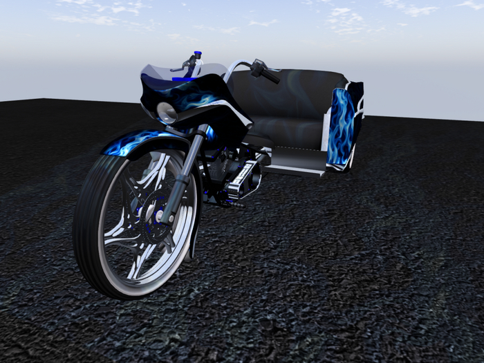 57 Trike (Rumbler seat)(Blue Ghost Flames)
