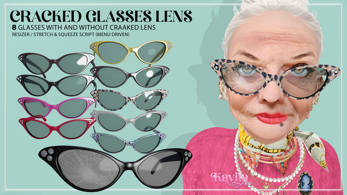 *KC* 8 Cat Eye Glasses  (+ Cracked  lense )-
