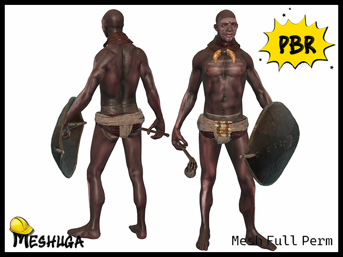 Meshuga E Rondo Second Life Marketplace - Meshuga PBR Zenzele African Warrior Fictional ...
