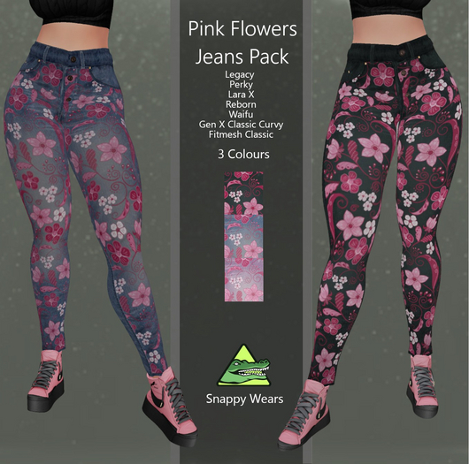 Snappy // Pink Flowers Jeans