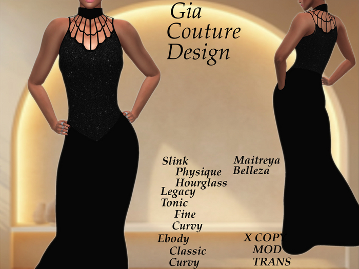 "GCD" Marsha Rhinestone Gowns Black