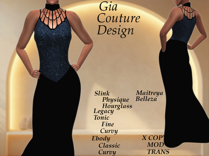 "GCD" Marsha Rhinestone Gowns Blue