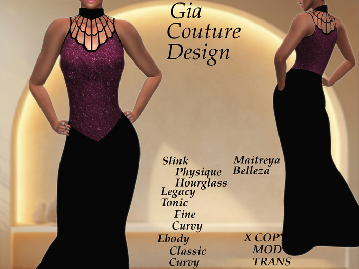 "GCD" Marsha Rhinestone Gowns Pink