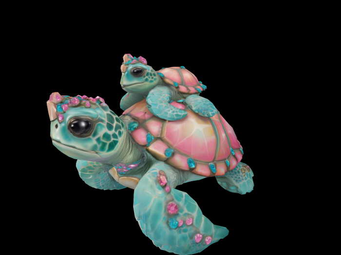 HB: Gemstone Pink Turtle Stack Statue FuLL PERM