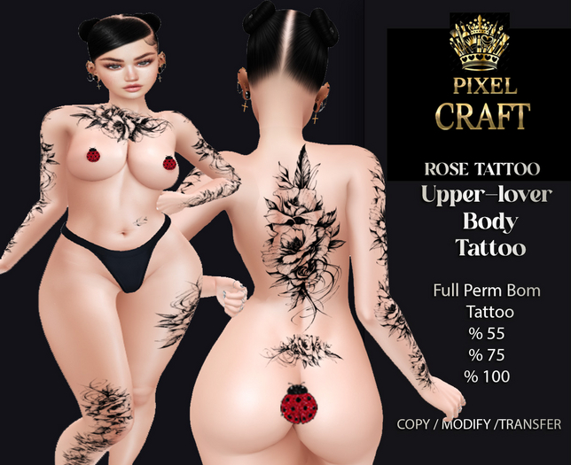3/ PIXEL CRAFT ROSE TATTOO FULL  PERM UNPACK