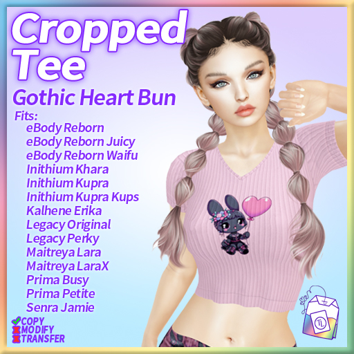 ~TL~ Gothic Heart Bun Cropped Tee