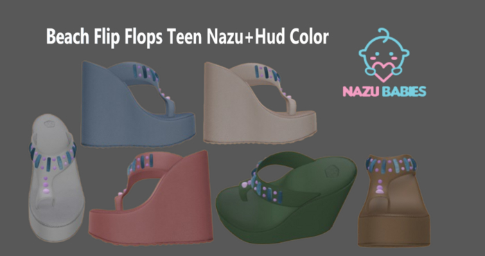 Beach Flip Flops  Teen Nazu+Hud Color